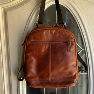 Jack Georges Voyager Unisex Brown Textured Leather Backpack